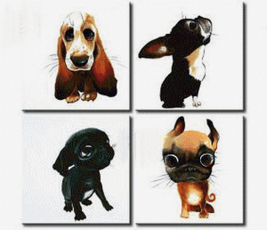 полиптих собачки - собаки, триптих, животные - предпросмотр