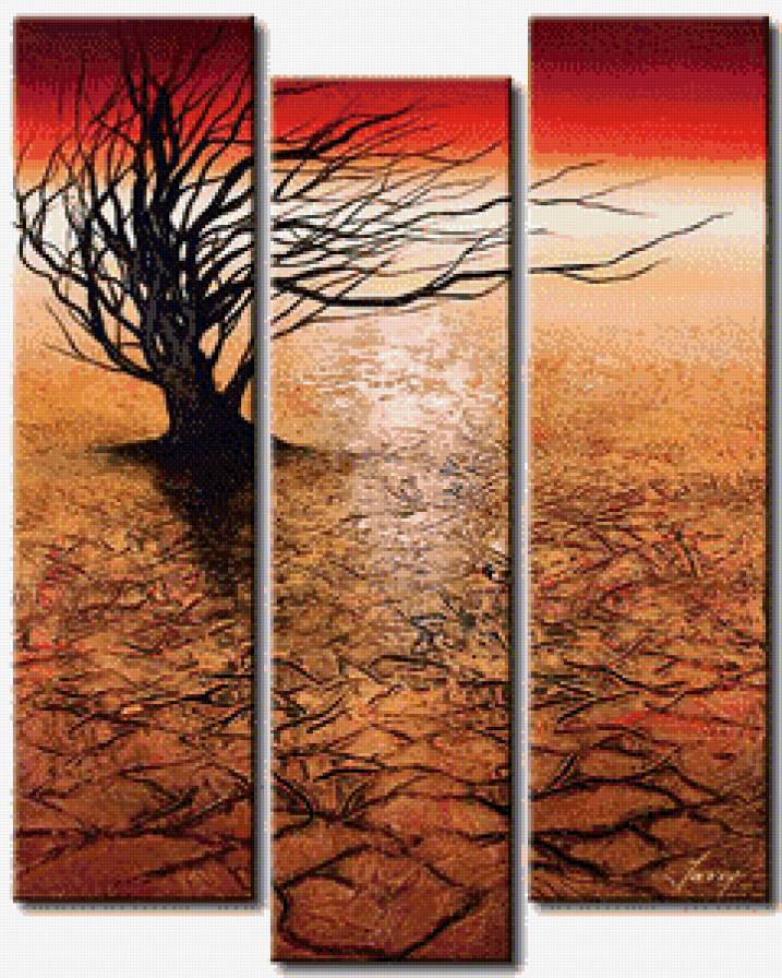 триптих деревья - природа, пейзаж, деревья - предпросмотр
