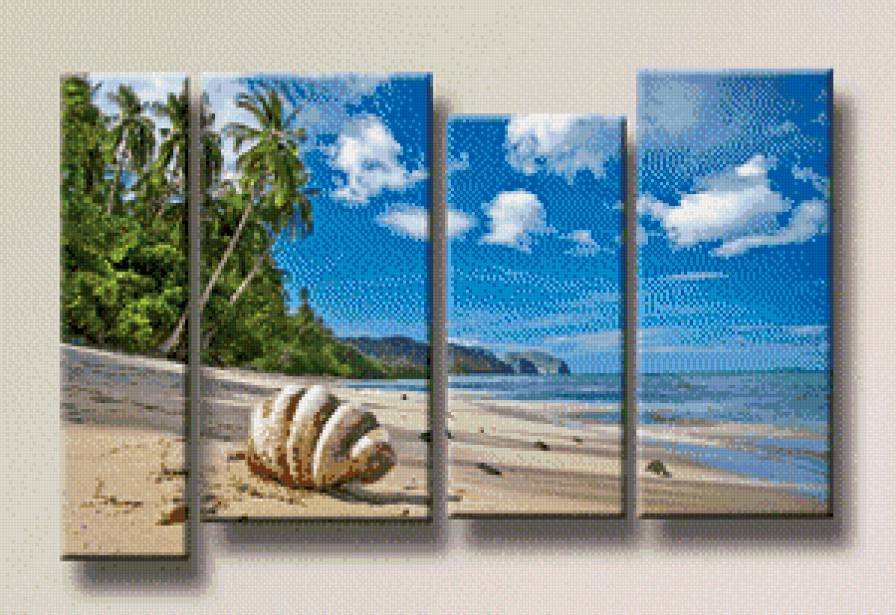 полиптих море - остров, триптих, море, ракушка - предпросмотр