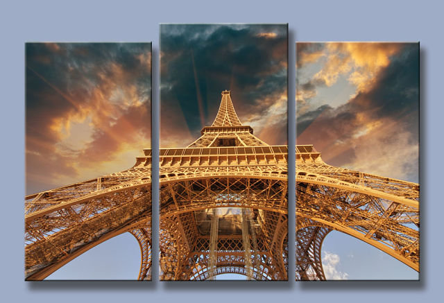 триптих башня - строения, эйфелевая башня - оригинал