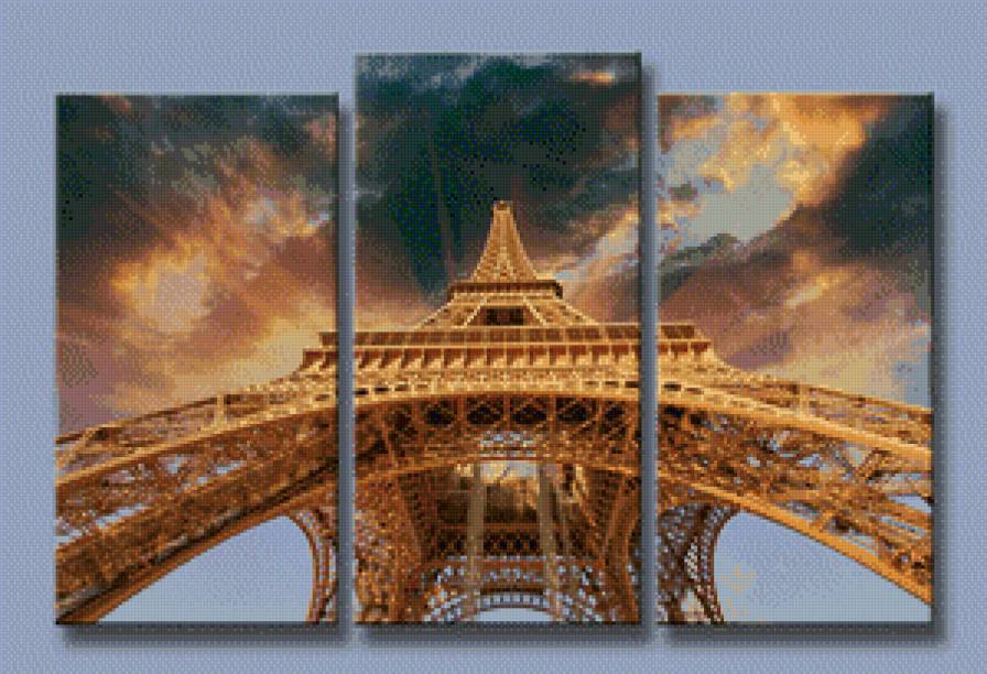 триптих башня - эйфелевая башня, строения - предпросмотр