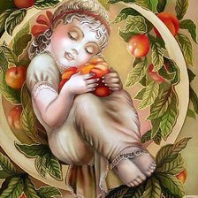 Схема вышивки «Девочка с персиками»