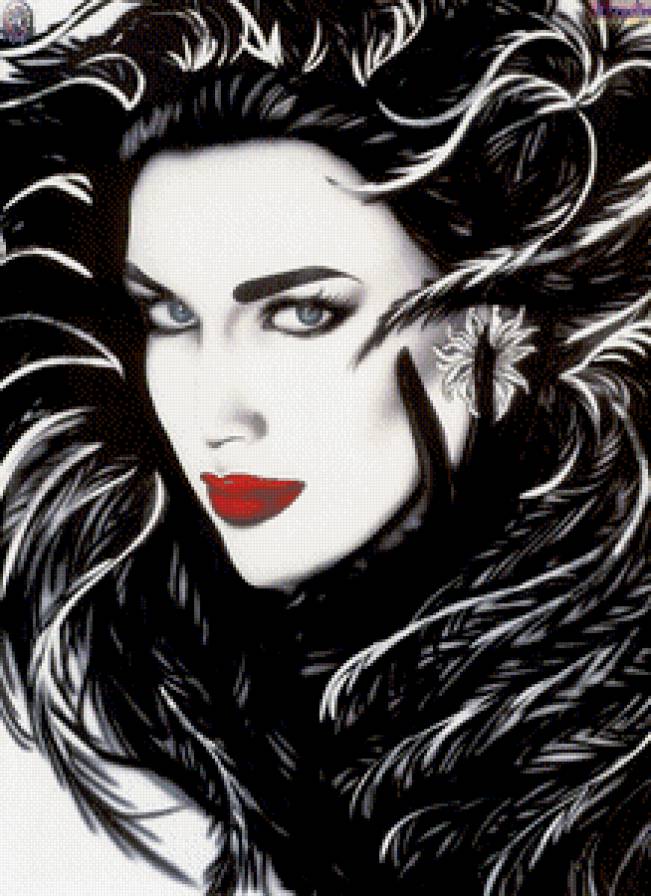 Девушка-загадка - девушка, красавица, дама, фэнтези, монохром - предпросмотр