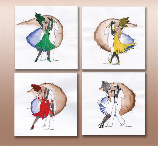 полиптих танцы - танец, триптих, двое, пара - оригинал