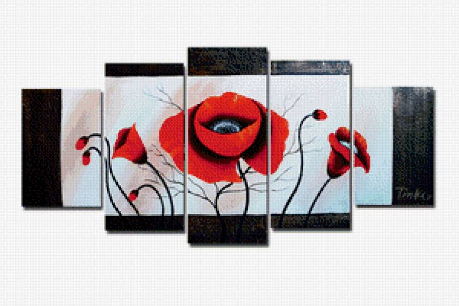 полиптих "маки" - цветы, полиптх, маки - предпросмотр