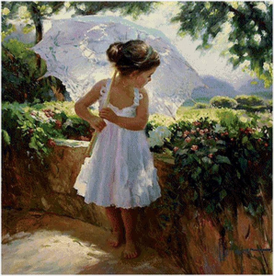 Серия "Очаровашки" - зонтик, дети, девочка, лето, пейзаж - предпросмотр