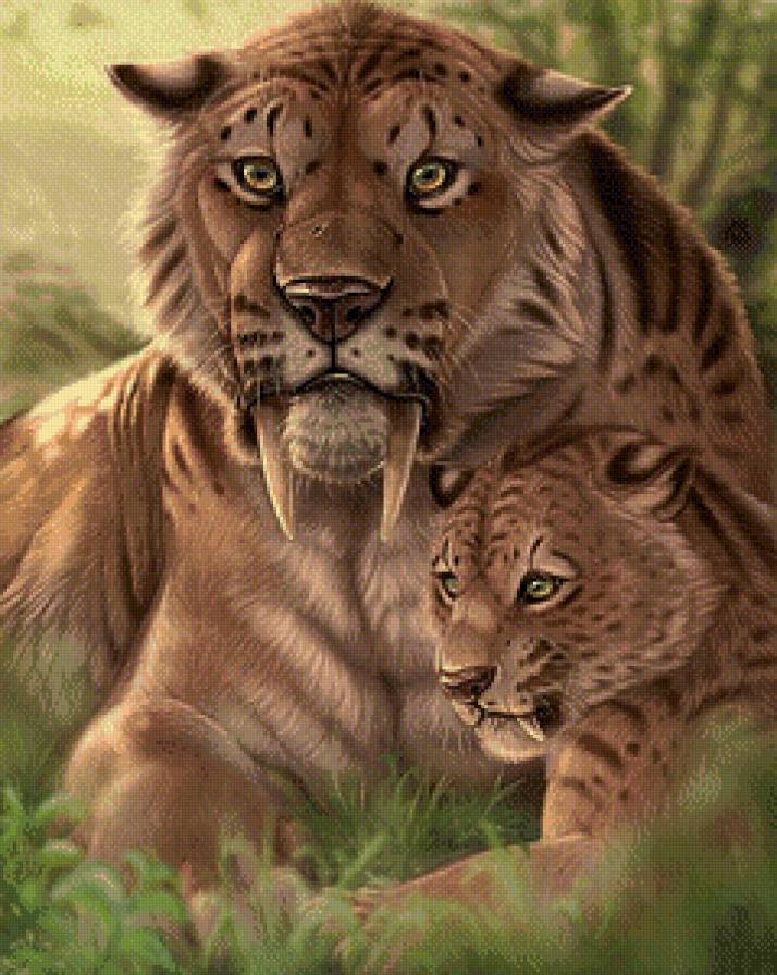мать и дитя - лес, лев, тигрица, хищник, львица, тигры, тигр, львы, тигренок, львенок - предпросмотр