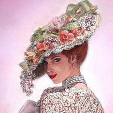 Оригинал схемы вышивки «дама в шляпе» (№505104)