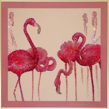 триптих розовый фламинго
