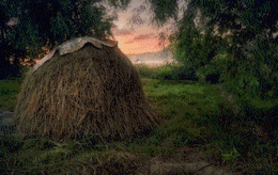 Стог сена - сено, утро, лето - предпросмотр