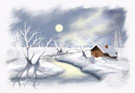 зимний пейзаж - пейзаж, природа, домик, зима - оригинал