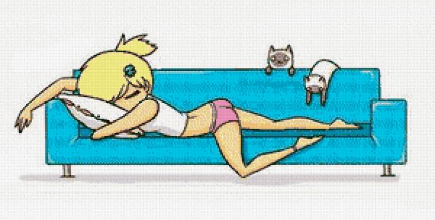 сон - диван, спать, кошки - предпросмотр