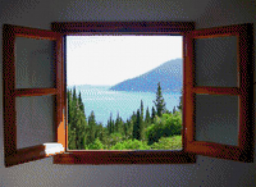 Ялта - пейзаж, море, крым, ялта. окно, лето - предпросмотр