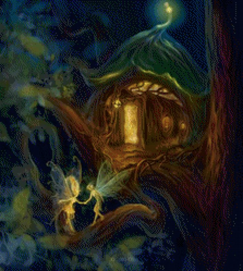 домик эльфов - домик, сказка, лес, дерево, эльфы - предпросмотр