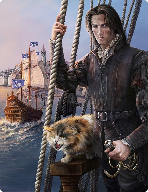 пират с котом - кот, мужчина - оригинал