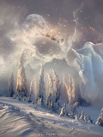 дорога санта клауса - сказка, снег, новый год, зима - оригинал