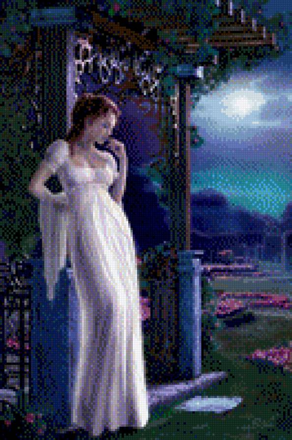 Девичьи грёзы - романтика, ночь, девушка, мечта, 19 век, любовь - предпросмотр