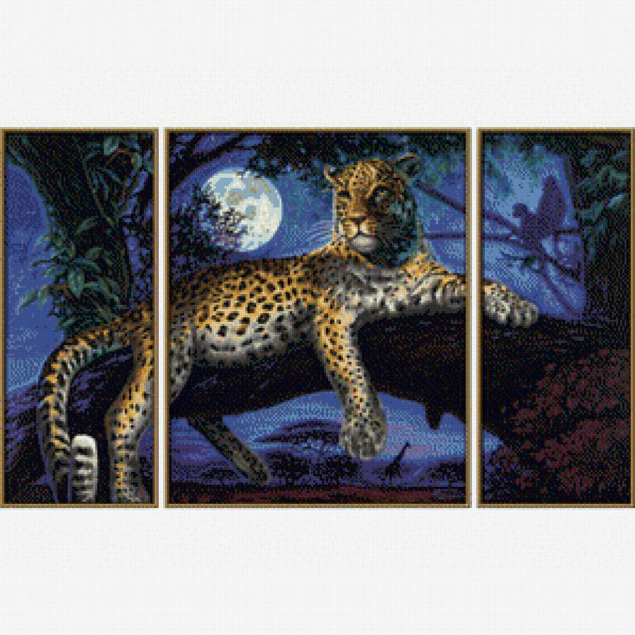 триптих после охоты - звери, гепард, леопард, животные - предпросмотр