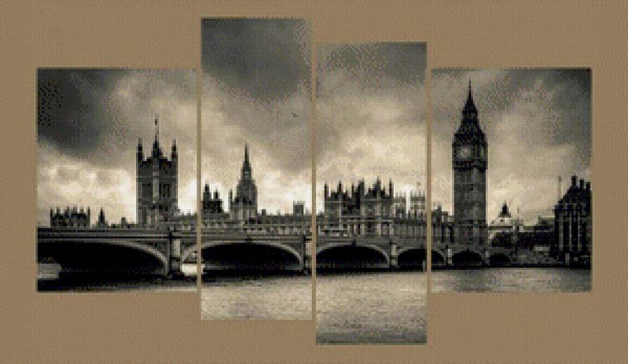 триптих биг бен - мосты, строения, башни, города - предпросмотр
