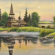 Оригинал схемы вышивки «церковь у озера» (№506163)