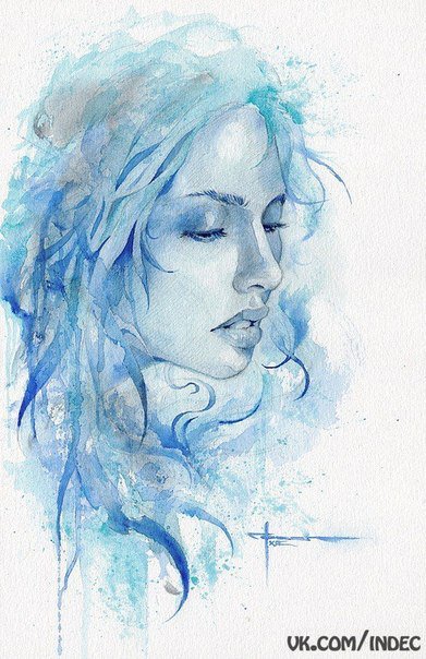 Девушка (акварель) - девушка, акварель, рисунок - оригинал