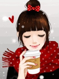 Зимнее тепло - романтика, зима, девушка, любовь, кофе - оригинал