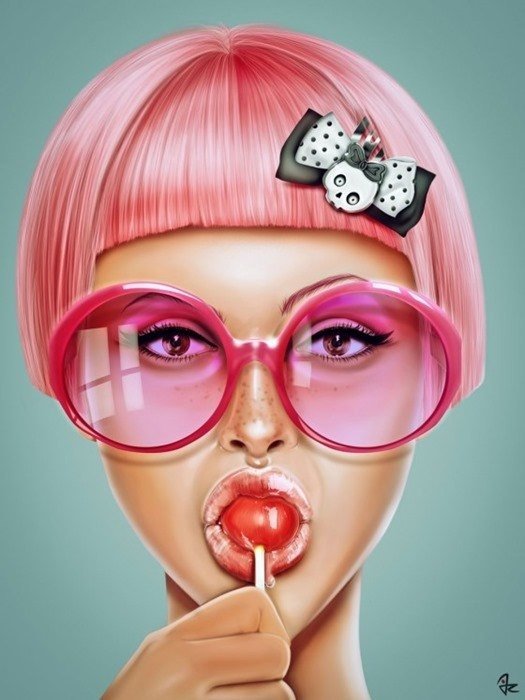 Розовые очки - сладости, очки, девушка - оригинал