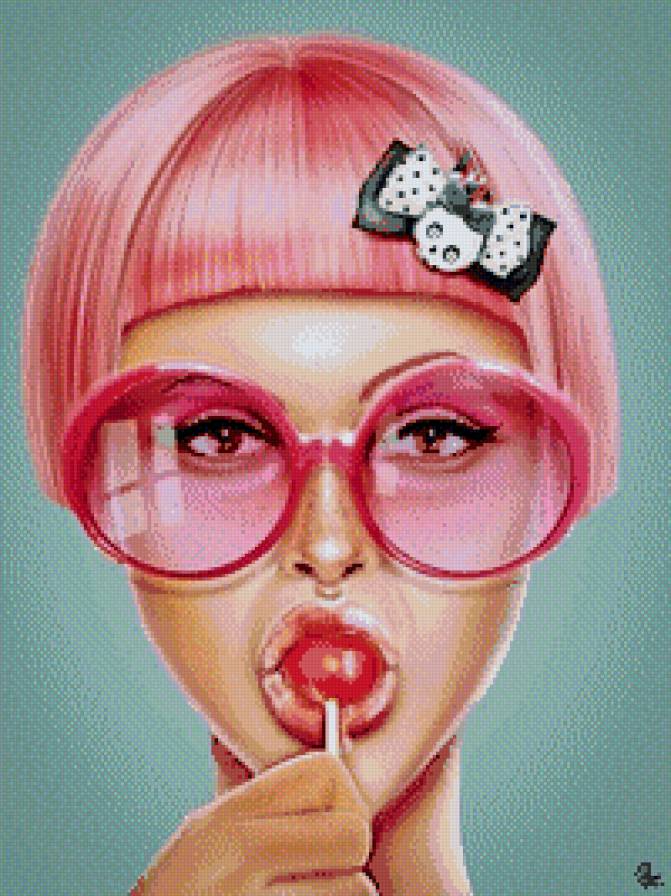 Розовые очки - очки, сладости, девушка - предпросмотр