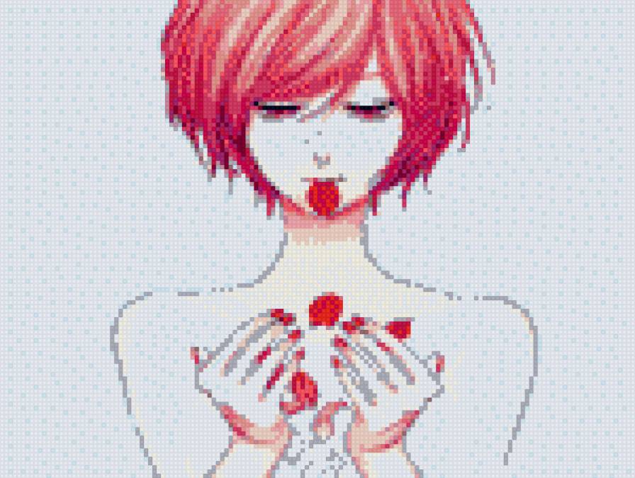 Лепестки - девушка, лепестки, аниме, цветы - предпросмотр