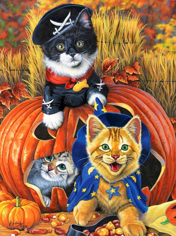 Хеллоуин - кошки, животные - оригинал