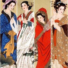Оригинал схемы вышивки «Полиптих"Китайские девушки"» (№507612)