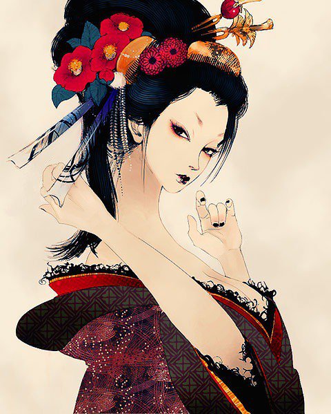 Красотка - портрет, япония, гейша - оригинал
