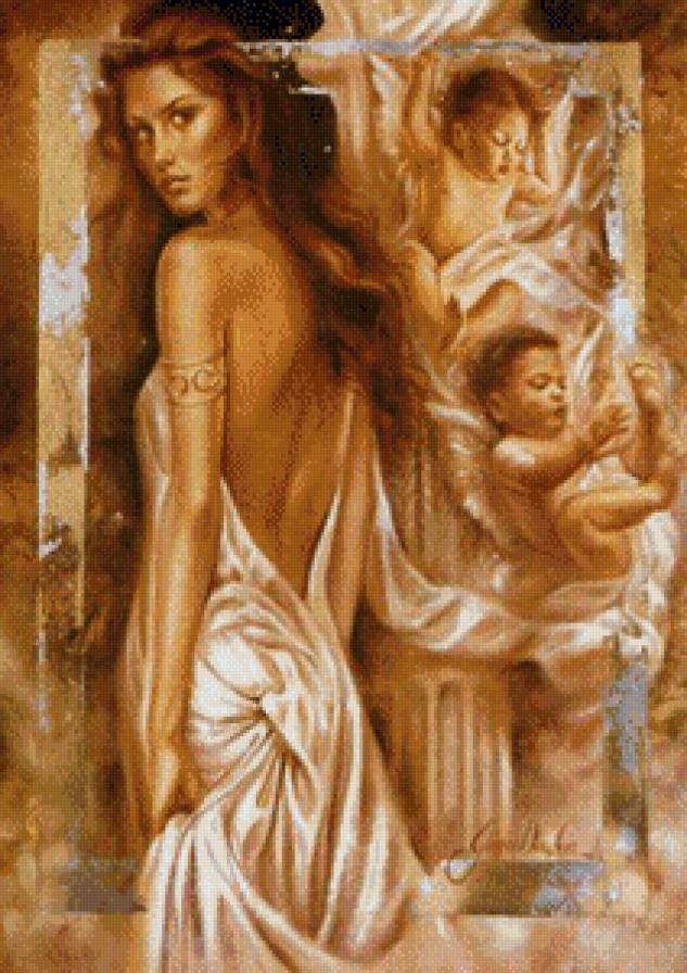 Девушка и ангелы - предпросмотр