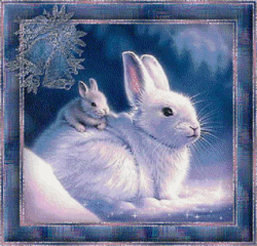 белый зайчик - рождество, зайчик, природа, новый год, лес, снег - предпросмотр