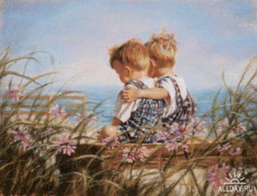 близнецы - дети, море, мальчики, двое, берег - предпросмотр