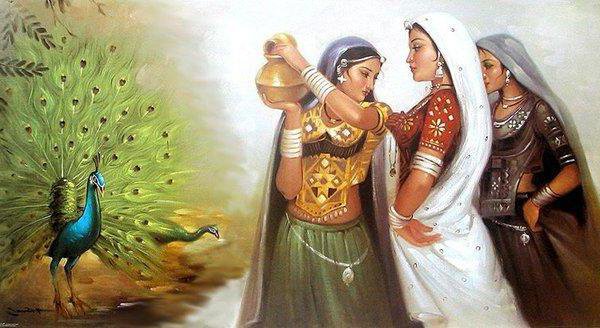 Индия - индия, женщина, девушка, живопись - оригинал