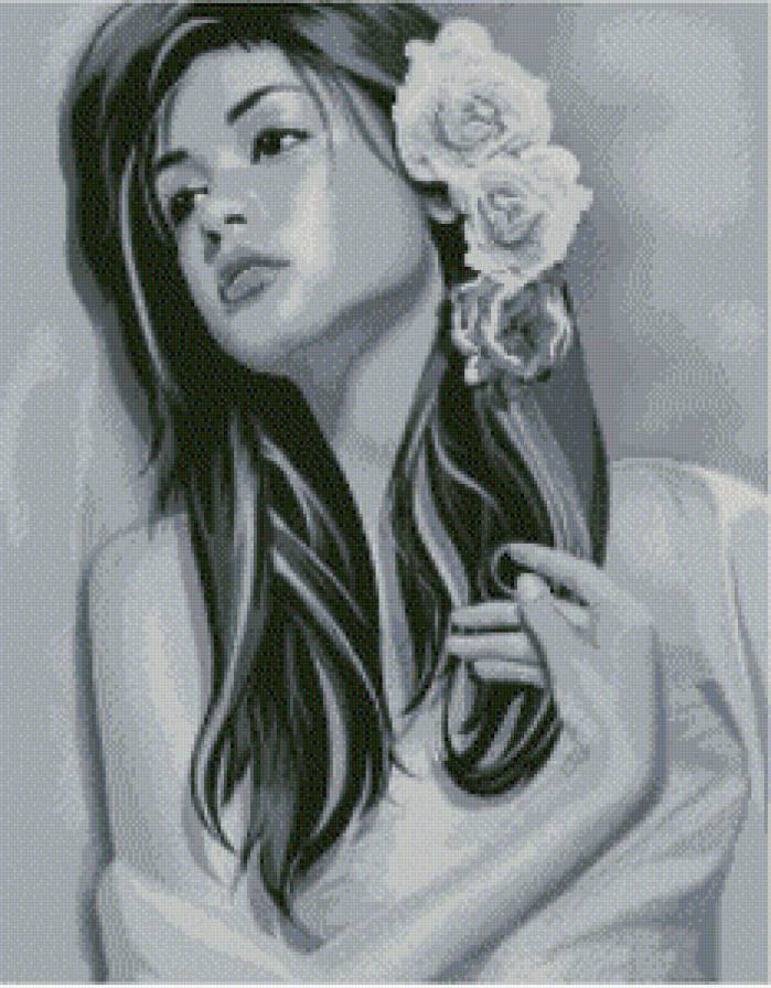 Девушка - красавица, монохром, дама, девушка - предпросмотр