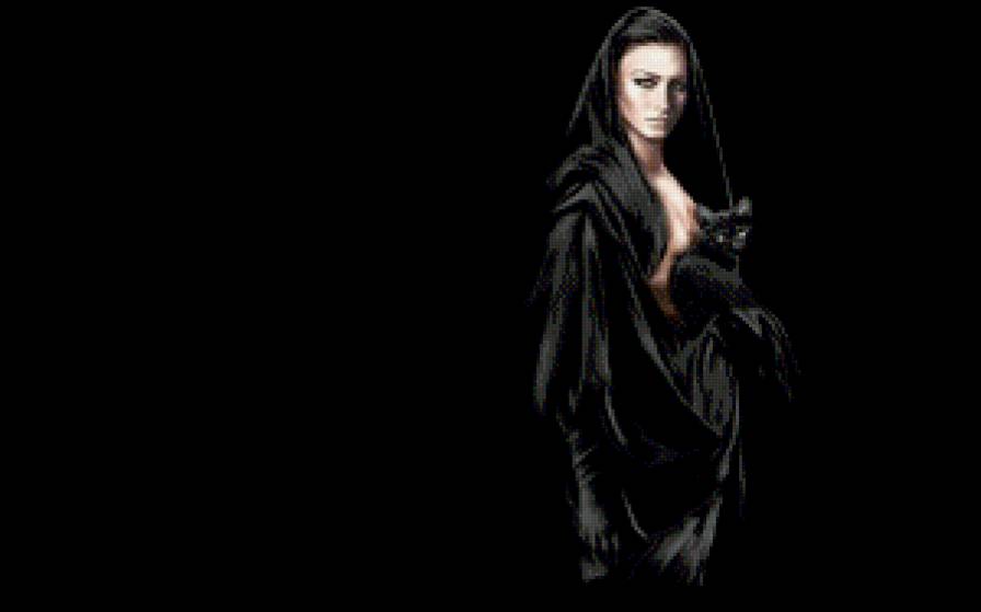 девушка с кошкой - магия, девушка, кот - предпросмотр