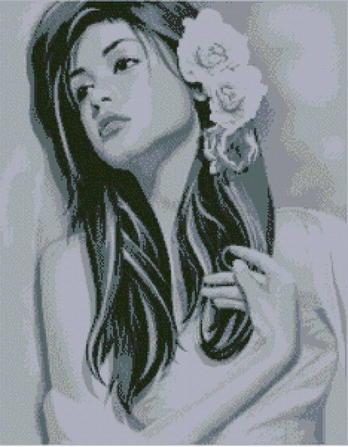 девушка - монохром, силуэт, она - предпросмотр