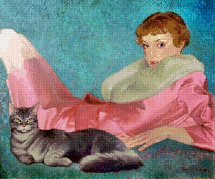 Женщина с кошкой - животные, девушка, кошки - предпросмотр