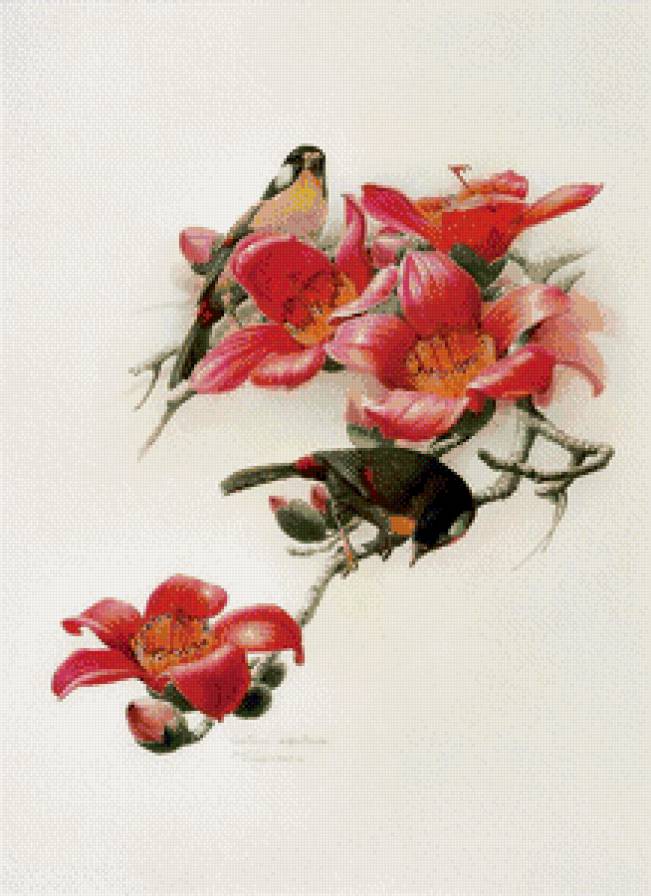 Серия "Птички-невелички" - цветы, птицы - предпросмотр