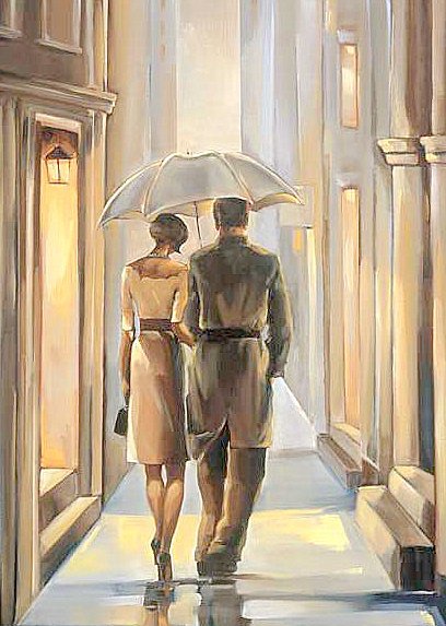 Прогулка под дождем - свидание, пара, любовь, люди, романтика - оригинал