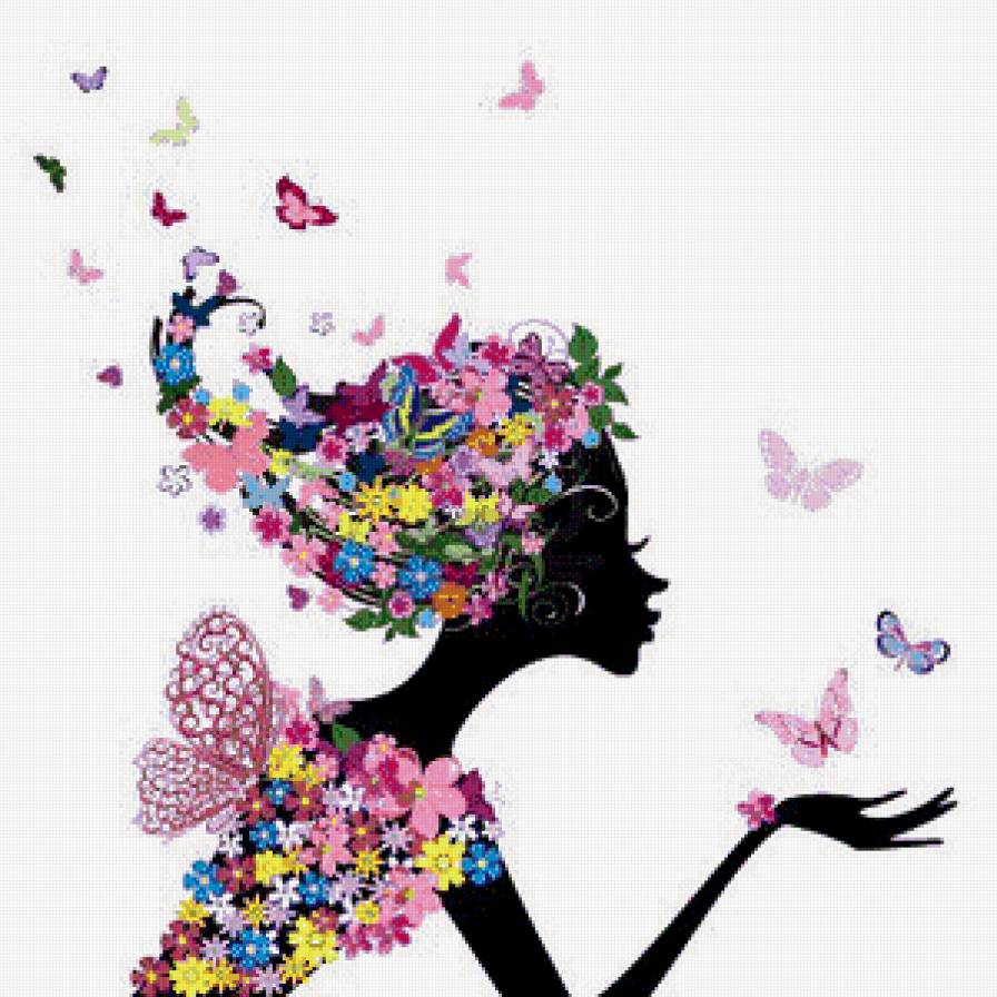 Цветочная фея - цветы, красавица, девушка, фэнтези, дама - предпросмотр