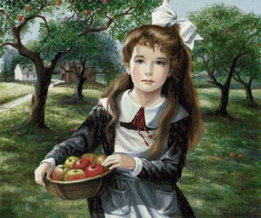 Девочка с яблоками - фрукты, девочка, дети - предпросмотр