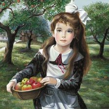 Оригинал схемы вышивки «Девочка с яблоками» (№509667)