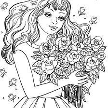 Оригинал схемы вышивки «Девушка с букетом цветов» (№509669)
