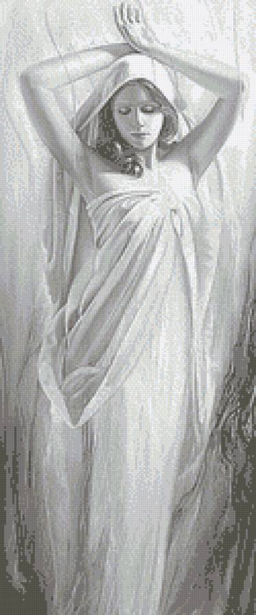 Женский образ -  триптих (центральная часть) - дама, монохром, триптих, живопись, люди - предпросмотр