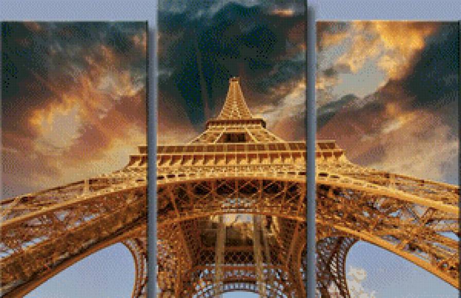 Триптих. Эйфелева башня. общий вид - города мира, эйфелева башня, архитектура, триптих - предпросмотр