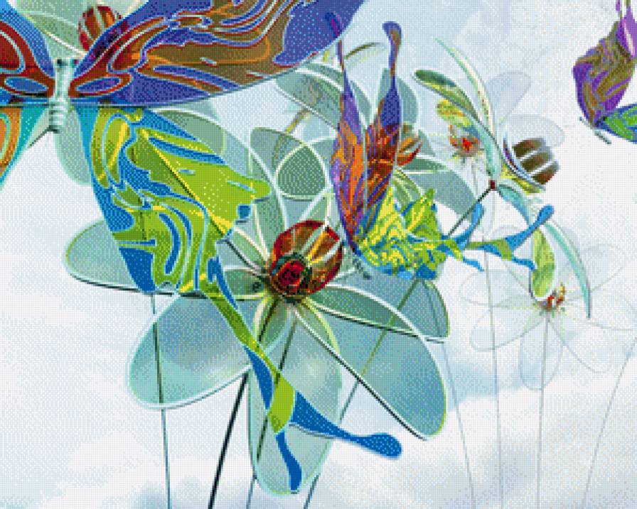 Графические цветы - красота, стекло, графика, цветы - предпросмотр