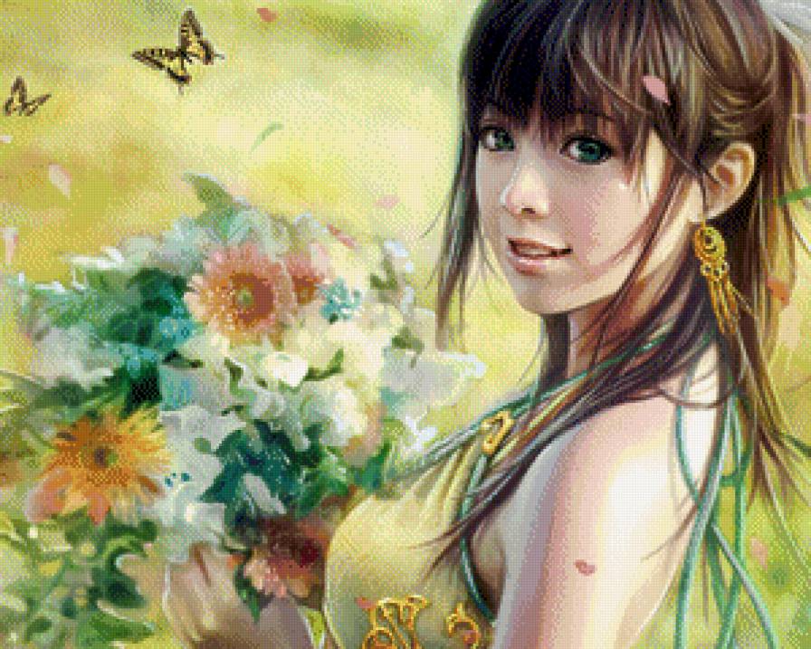 Радость - весна, счастье, букет, любовь, девушка - предпросмотр